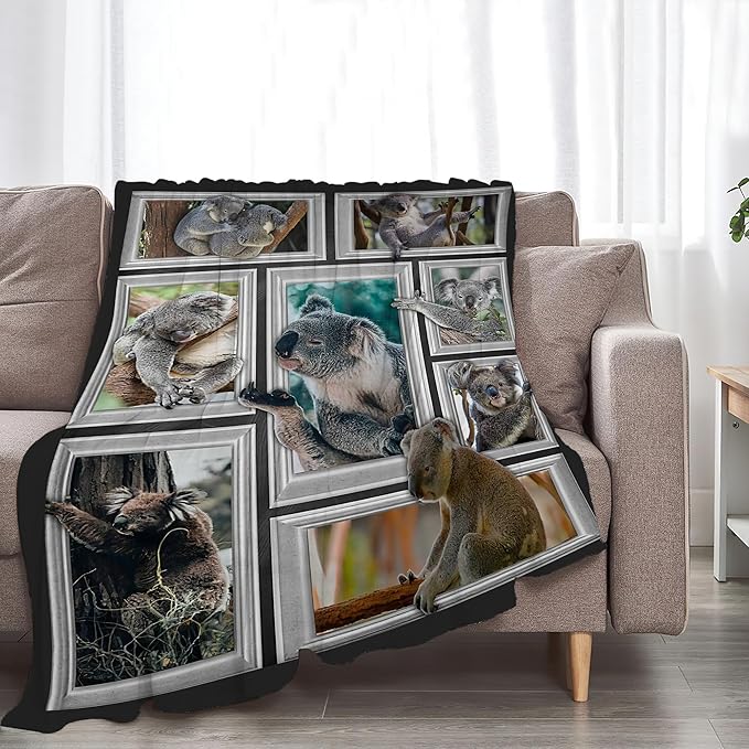 Koala Blanket Funny Koala Gifts for Girls Boys Woman Kids Koalas Lover Throw Blankets Soft Blanket Warm Fleece Flannel Plush Blankets for Bed Sofa Couch 40"x50"