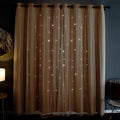 Kinryb Kids Blackout Curtains for Bedroom/Living Room/Classroom, Sheer Overlay Extra Long 2 Panel Set, Double Layer Curtains with Star Cutout for Kids Room(W 52 x L 108 Inches,Yellow 2 Pcs)