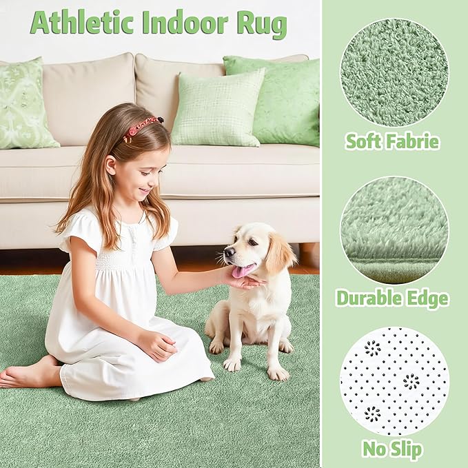 Chicrug 2x6 Minimalist Washable Runner Rugs for Bedroom Hallway, Modern Soft Memory Foam Rug for Kids Nursery, Low Plie Indoor Runner Entryway Carpet for Dorm Kitchen Bedside Room Decor, Sage Green