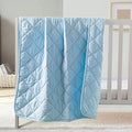 FLXXIE Machine Washable Microfiber Down Alternative Toddler Comforter, Super Soft and Lightweight Kids Crib Quilted Blanket for Stroller, Travel, 39x47 Inches, Aqua