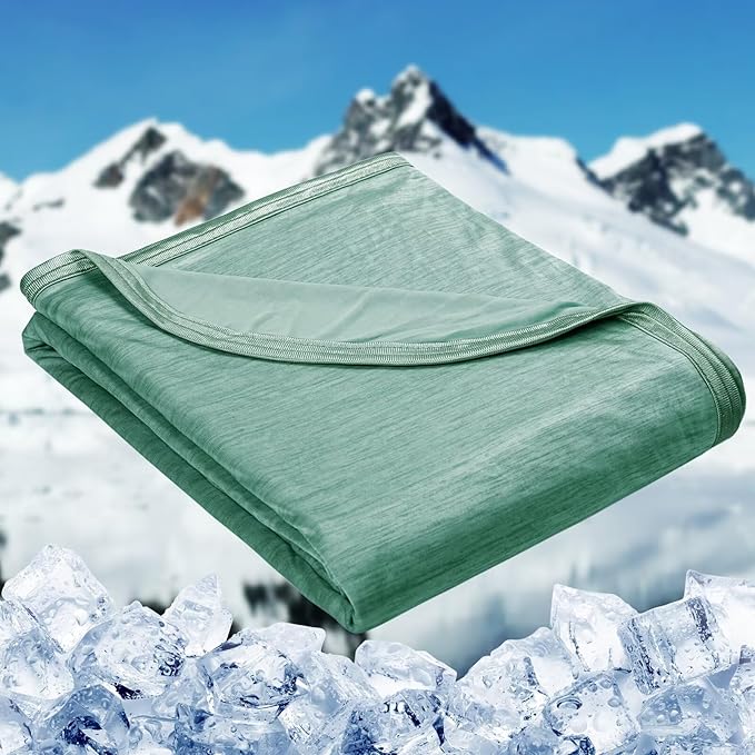 HOMFINE Cooling Blankets for Hot Sleepers - Summer Blanket Thin Lightweight Breathable Soft Double Side Enhanced Cooling for Bed Couch Sofa, Keep Cool for Night Sweats (Green, 108 x 90 inches)