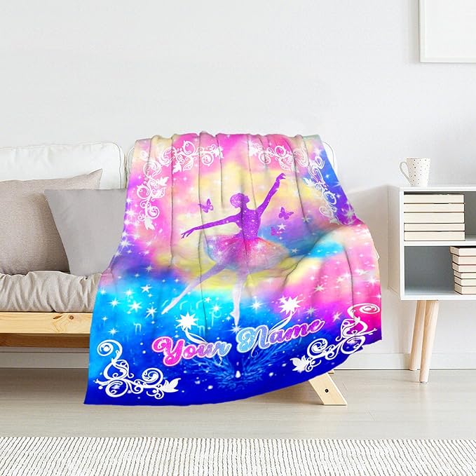Personalized Dance Blanket - 30 x 40 Inches Lap Size Soft Fuzzy Plush Dance Gifts for Girls - Warm Throw Blankets Stuff Decor for Kids