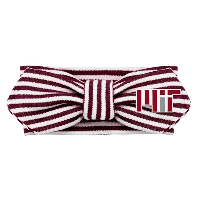 Creative Knitwear MIT Engineers Infant Girls Maroon/White Striped Hair Knot Headband Embroidered Logo - Size Newborn - 4T