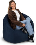 Big Joe Milano Bean Bag Chair for Kids, Teens, Adults, Denim Cobalt Lenox, Durable Woven Polyester, 2.5 foot Refillable