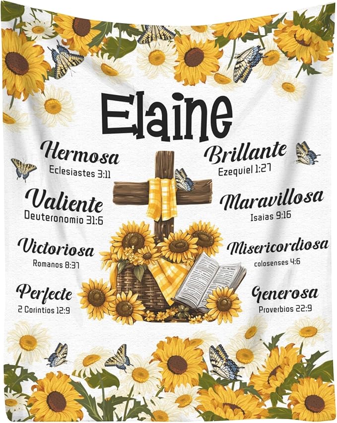 Customized Blankets with Name Personalized Baby Blankets Sunflower Blanket Soft Fleece Bed Throw Blanket for Boys Girls Toddlers Birthday Christmas