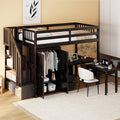 Merax Kids Twin Multifunction Loft Bed with Desk/Wardrobe, Wood Storage Loft Bed with Staircase, Bookshelf & Drawers, No Box Spring Needed, Space Saving, Espresso