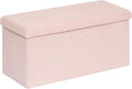 PINPLUS Folding Storage Ottoman Bench, Sherpa Ottoman with Storage, Large Long Shoes Bench Chest with Lid, Footrest for Living Room, Entryway, Pink 30'' x 15'' x 15''