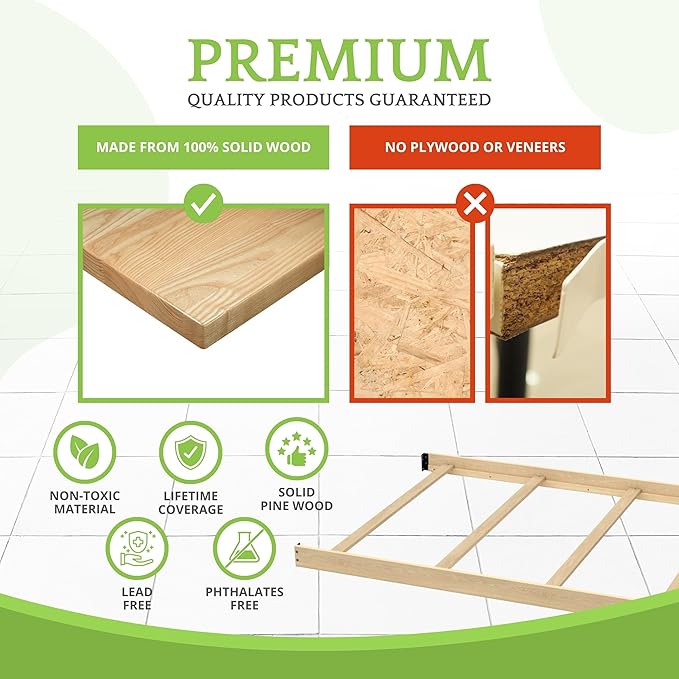 Full-Size Conversion Kit Bed Rails for Baby Cache Convertible Cribs - Solid Wood Rail - Toddler and Adult Bed Rail for Full-Size Beds - Essential Nursery & Baby Furniture (Natural)