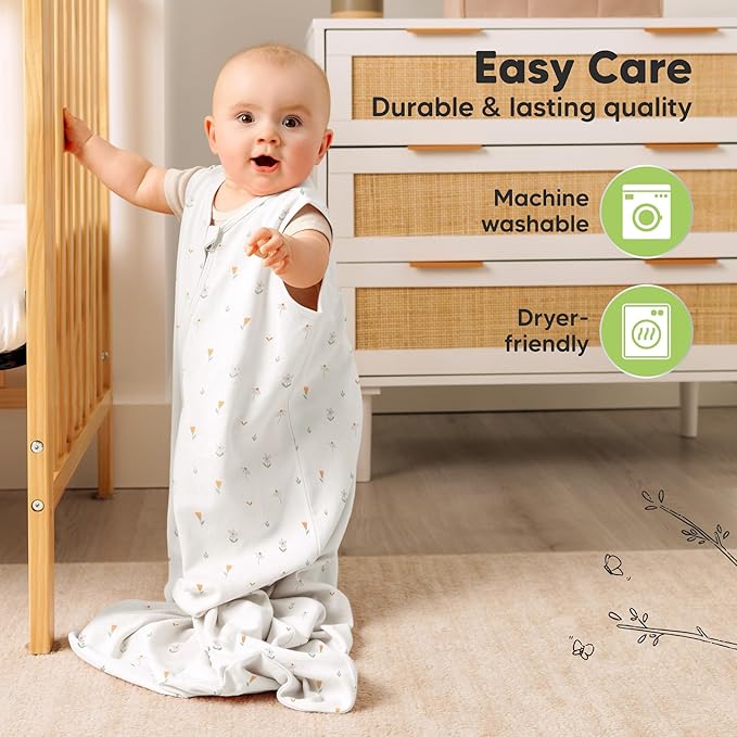 2-Pack Baby Sleep Sacks, Zipper Wearable Blanket - 0.5TOG Organic Cotton,Lightweight,Soft Cozy Toddler Sleeping Sack 6-12 months,Easy to Wear Large Newborn Transition Swaddles Sleepsacks (Wildflowers)