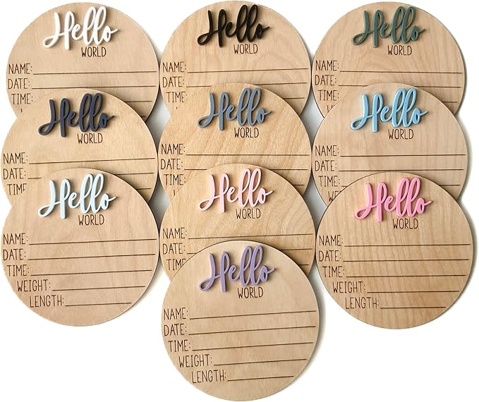 Hello World Newborn Sign, Baby Announcement Sign, Birth Announcement Sign, Hello World Nursery Sign, Baby Hospital Sign, Photo Prop for baby girl boy - (Dark Sage)