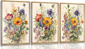 3Pcs Watercolor Wildflower Wall Art Colorful wildflowers Paintings Pictures Watercolor Floral Botanical Canvas Prints Wall Decor Bright floral posters for Living Room Bedroom Home Decoration Unframed