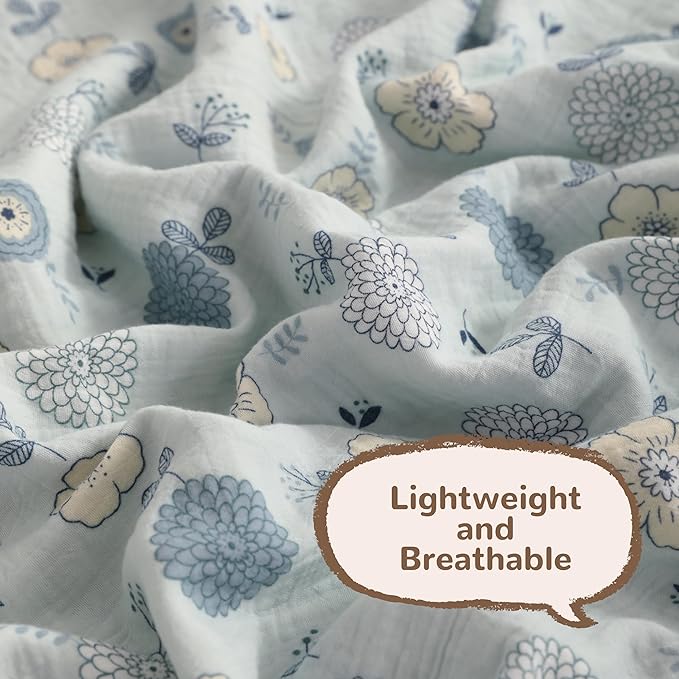 NTBAY 2 Layer Muslin Cotton Baby Swaddle Blanket, 42x60 Soft and Breathable Receiving for Newborns and Infants, Perfect for Crib, Stroller, Travel, Lightweight Nursery Blanket, Rustic Bloom