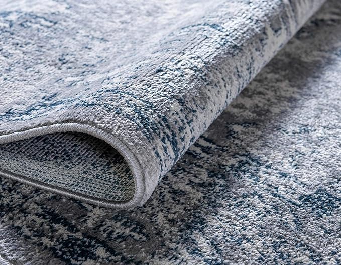 Rugs.com Charleston Collection Rug – 5 Ft Round Gray Low-Pile Rug Perfect for Kitchens, Dining Rooms