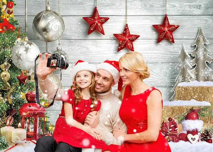 CYLYH 8x6ft Christmas Backdrop for Photography White Wood Floor Photography Backdrop Winter Snow Wooden Floor Xmas Background Newborn Christmas New Year Party Banner Decorop