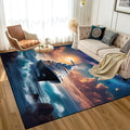Nautical Ship Rug for Kids Room Galaxy Ferry Boat Rugs for Boys Bedroom Ocean Cloud Carpet Sun Planet Printed Throw Rugs for Teens Living Room,39 in x 79 in