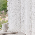 Anmao Vintage Lace Curtains 72 Inches Long 2 Panels Set, Romantic Elegant Light Filtering Semi Sheer Floral Thick Lacy Curtain Drapes for Living Room and Bedroom, Each Panel 55W x 72L, White Leaves