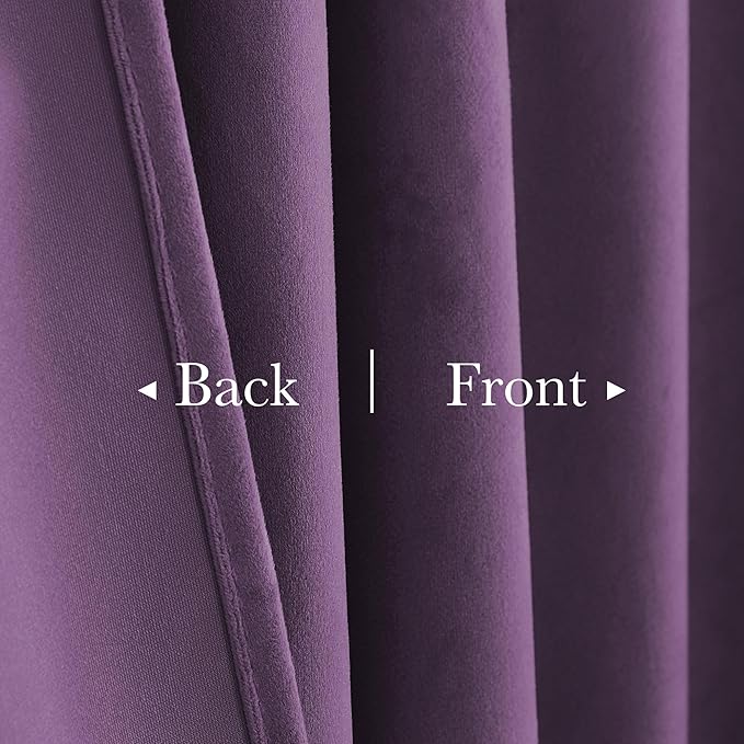 StangH Lavender Velvet Curtains, Room Darkening Soft Velvet Drapes for Bedroom Living Room, Thermal Insulated Window Treatment with Back Tab, Energy Efficient Privacy Protect, 52x84 inch, 2 Panels