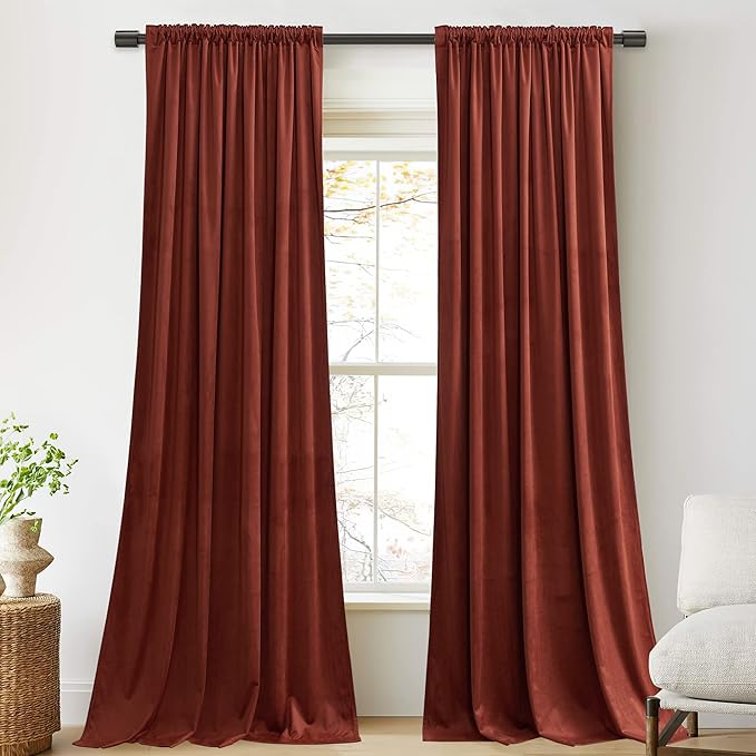 StangH Rust Red Theater Curtains, 120 inches Light Blocking Thermal Insulated Window Drapes for Living Room Privacy Room Divider Curtains, W52 x L120, 2 Panels