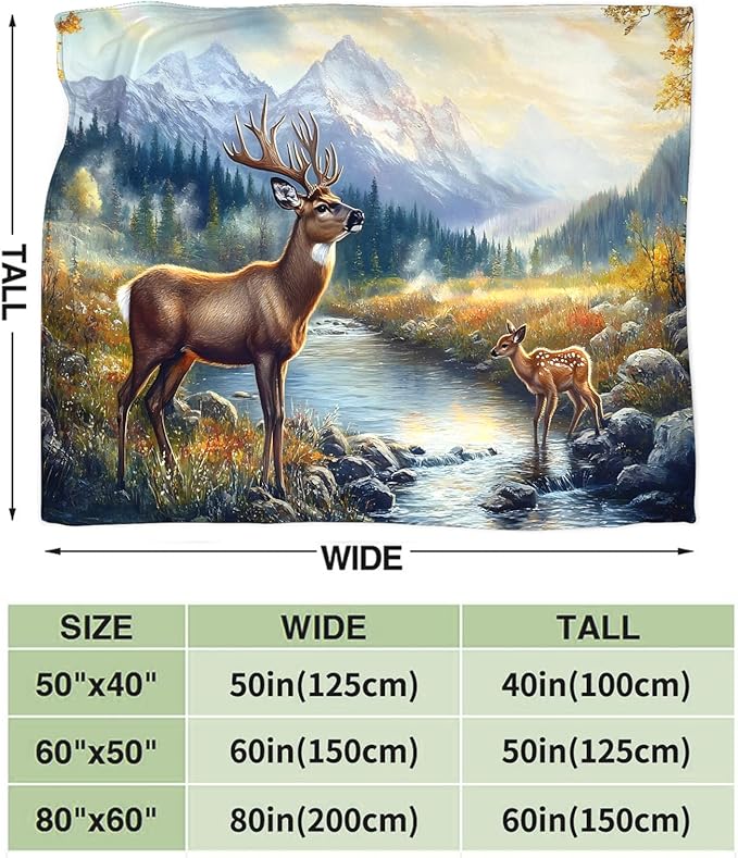 Tijuboni Elk Deer Throw Blanket Mountain Cabin Gifts for Women Men Girls Boys Kids Adults Soft Flannel Fleece Blanket for Couch Sofa Bed Home Decor 40"x50"