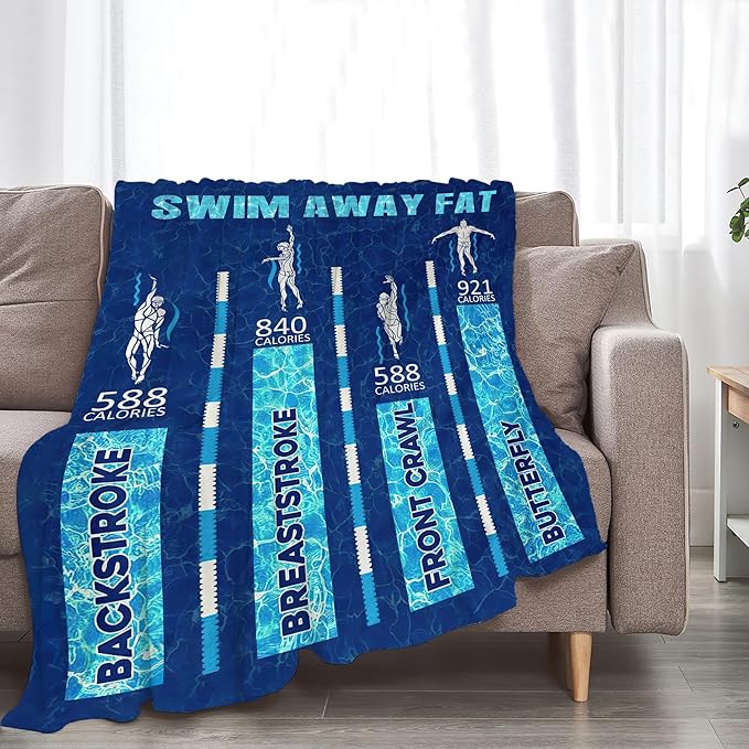 Swimming Blanket Swim Gifts for Girls/Swimmer Sport Throw Blankets Soft Blanket Warm Fleece Flannel Plush Blankets for Bed Sofa Couch 60"x80"