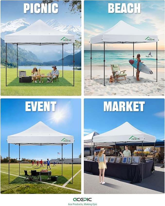 Heavy Duty 10x10 Canopy Replacement Top Cover with 8 Large Drainage Holes, Waterproof PU and 99% UV Resistant Fabric for Outdoor Events, Art Exhibition (Tent Top Only, Excluding Frame, Black)