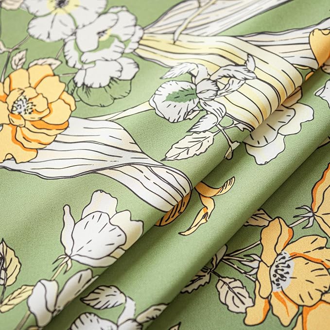ENJOYBRIDAL Floral 84 Inch Curtains for Living Room Semi Sheer Drapes Bedroom Cute 2 Panels Boho Window Curtain Panels Floor Length Rod Pocket Country Farmhouse Dining Room Window Treatments