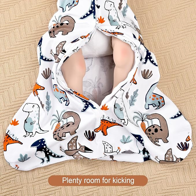 PHF Soft Baby Sleep Sack 18-24 Months 100% Organic Cotton Wearable Blanket, 2-Way Zipper 0.5 TOG Toddler Sleeping Sack 3 Pack, Comfy Sleep Bag for Baby Boys Girls, Dinosaur (X-Large)