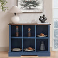 6 Cube Storage Organizer, Wood Cube Bookshelf with LED Lights, Horizontal Storage Cubes, Kids Bookshelf, Display Cabinet Cubby Shelf for Living Room Home Office Bedroom，Navy Blue
