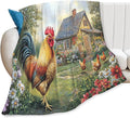Tijuboni Rooster Chicken Throw Blanket Rooster Gifts for Girls Boys Women Men Kids Adults Soft Flannel Fleece Blanket for Couch Sofa Bed Home Decor 60"x80"