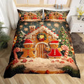 Feelyou Cute Gingerbread Man Duvet Cover Toddler Size Cartoon Christmas Bedding Set for Boys Girls New Year Holiday Comforter Cover Reversible Xmas Decor Bedroom Decor 2Pcs