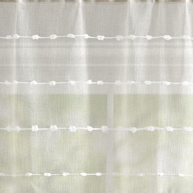 Lush Decor Farmhouse Textured Sheer Window Curtain Valance, 52"W x18"L, Beige