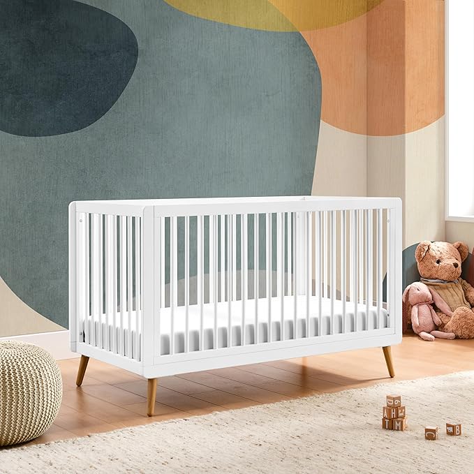 Tatum 3-in-1 Convertible Crib - Included Toddler Guard Rail, White Finish, Adjustable Mattress Height, Converts to Toddler Bed & Daybed, Fits Standard Full-Size Crib Mattress