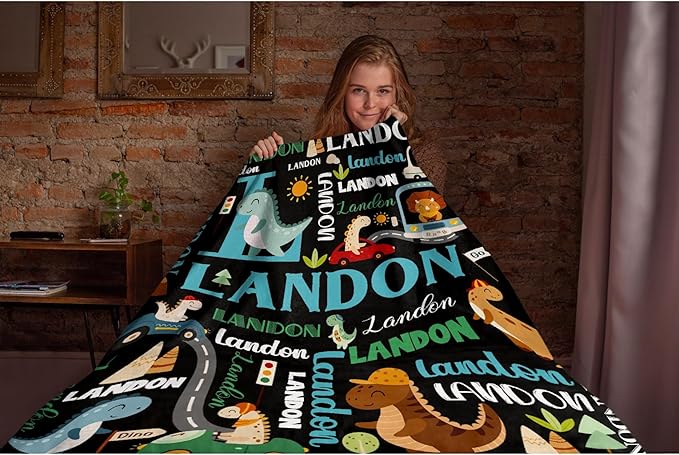 Custom Dinosaur Truck Blanket Gifts for Girls Boys Women - Super Soft Cozy Warm Throw Sheet for Couch Bed Sofa Office Decor All Season 60"x80" for Adult