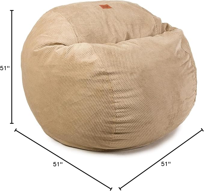 CordaRoy's Chenille Bean Bag-Convertible Bean Bag Chair-Machine-Washable Chenille Fabric Cover-for Basement,Living Room,Game Room,Dorm & More - King Size - Tan | Made in The USA