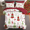 7 Pcs Queen Size Christmas Comforter Set with 2 Pillowcases & 2 Shams, Colorful Xmas Tree Bedding for Kids and Adults, Funny Winter Holiday Bed in a Bag with Flat Fitted Sheet