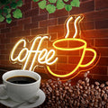 Coffee Neon Sign for Party LED Neon Sign for Wall Decor Led Neon Lights for Teen Bedroom Decor Art Light Up Letters Coffee Neon Signs for Cafe Shop Room Decorations USB 5v 21.7x13.8 Inch (Warm White)