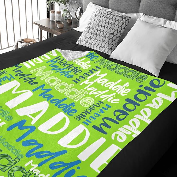 Dr.TOUGH Personalized Blankets with Name Customized Baby Blankets for Girls Boys Adults Monogrammed Blankets and Throws Christmas Birthday Mothers Fathers Valentines Day Gift (Light Green,60''×80'')