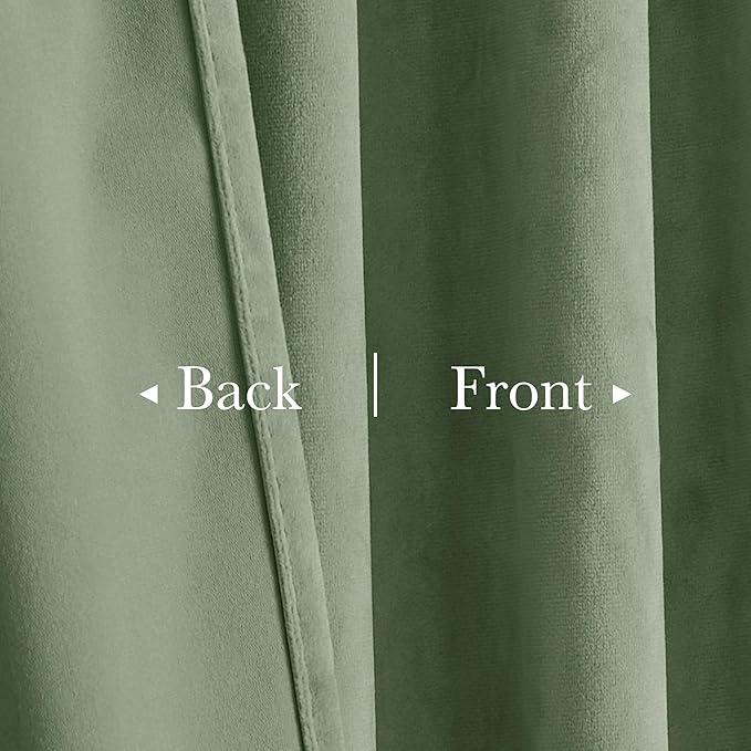 StangH Retro Green Velvet Curtains 96 Inches Length, Room Darkening Velvet Drapes for Bedroom Living Room, Thermal Insulated Window Treatment, 52 x 96 Inch, 2 Panels