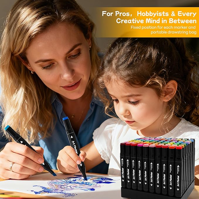 Alcohol Marker 80 Colours - Dual Tip Alcohol Based Markers Set, Professional Grade Blendable&No Bleeding Markers for Adults Coloring Books, Kids Manga, Artists Illustration with Portable Storage Bag
