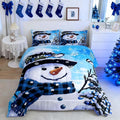 Feelyou Kids Christmas Theme Decorations Bedding Set Xmas Snowman Comforter Set for Boys Girls Cute Comforter Blue Bedroom Collection Full Size