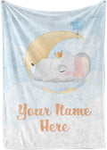 Personalized Baby Blankets with Name | Custom Elephant Blanket for Baby Boys and Baby Girls | Unisex Warm Soft Fleece Swaddle Blanket Minky | (Elephant, Fleece 30"x40")