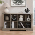 8 Cube Storage Organizer, Wood Cube Bookshelf with LED Lights, Horizontal Storage Cubes, Kids Bookshelf, Display Cabinet Cubby Shelf for Living Room Home Office Bedroom, Grey
