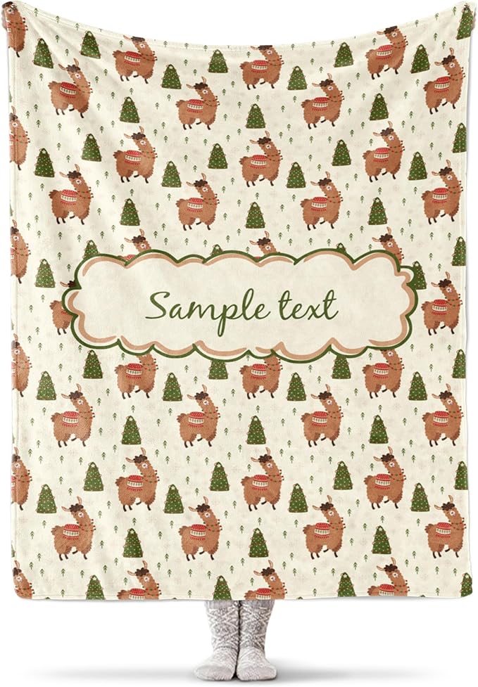 Custom Holiday Llama Blanket - Ships Next Day, Printed in USA - Warm Fleece or Sherpa Sofa Throw for Christmas,Fun Christmas Décor - Customizable Family Throws (Fleece 50x60)
