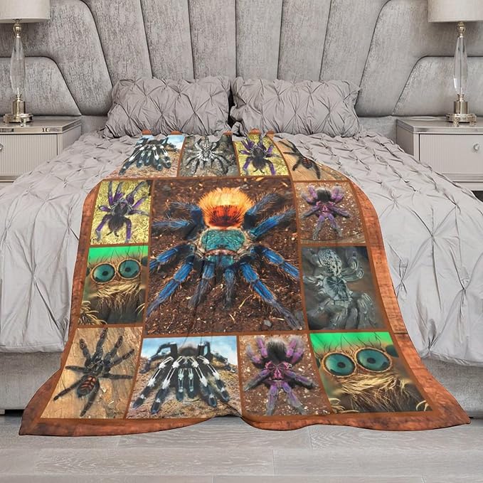 Tarantula Spider Blanket Gifts for Tarantula Lovers Tarantula Throw Blanket for Men Women Kids Adults Soft Warm Cozy Fleece Blanket for Couch Sofa Bed 50"x60"