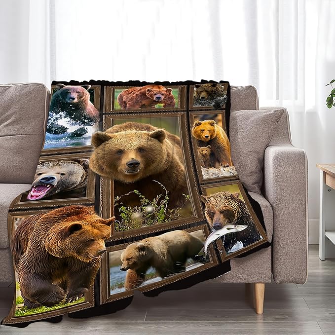 Jerkboo Bear Blanket Throws - Soft Warm Cozy Fleece Blanket for Girls, Women, Kids & Adults - 50"x40"