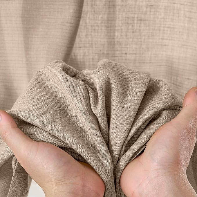 jinchan Linen Blend Curtains 90 inch Length 2 Panels for Bedroom Bathroom, Farmhouse Country Cottage Core Style 38 inch Wide Drapes with Rod Pocket Back Tab(38W x 90L, Taupe)