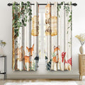 Renaiss 26 x 63 Inch African Safari Baby Curtains Grommet Blackout Window Curtain Planks Animals Tropical Tree Stump Fox Squirrel Mushrooms Print Window Treatment for Kids Boys Bedroom Decor 2 Panels
