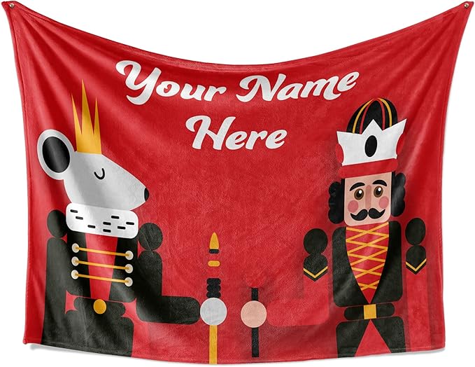 Nutcracker Christmas Throw | Soft Fleece Plush Sofa Blanket | Customized Holiday Bedding | Home Decor | Nutcracker Figures | Fuzzy Red Couch Throw (Fleece 30x40)