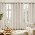 RYB HOME Sheer Curtains 84 Inches Long for Living Room, Light Filtering Grommet Top Solid Color Sheer Window Panels, Lightweight Elegant Curtains for Bedroom, Office, Khaki, W54 x L84, 4 Pieces