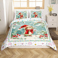 Feelyou Christmas Bedding Set Xmas Tree Snowflake Duvet Cover for Kids Boys Girls Cartoon Mouse Love Print Comforter Cover Cute Animal Bedspread Cover Bedroom Collection 3Pcs Full Size,No Comforter
